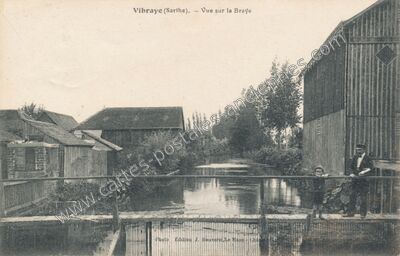 Carte postale ancienne Vue sur la Braye — Vibraye (Sarthe)