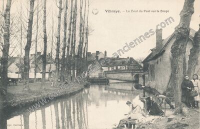 Carte postale ancienne Le Bout du Pont sur la Braye — Vibraye (Sarthe)