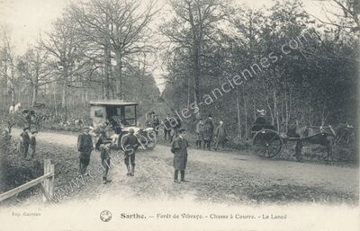 Carte postale ancienne Forêt de Vibraye. - Chasse à Courre. - Le Lancé — Vibraye (Sarthe)