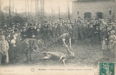 Carte postale ancienne Forêt de Vibraye. - Chasse à Courre. - La Curée — Vibraye (Sarthe)