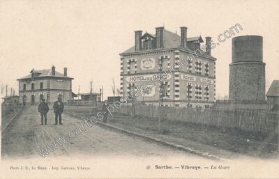 Carte postale ancienne Hôtel de la Gare — Vibraye (Sarthe)