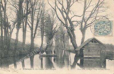 Carte postale ancienne Le Canal des Forges — Vibraye (Sarthe)