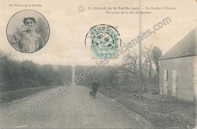 Carte postale ancienne Circuit de la Sarthe 1906. — De Berfay à Vibraye. Vue prise de la côte St-Sauveur — Vibraye (Sarthe)
