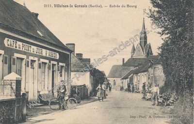 Carte postale ancienne Entrée du Bourg — Villaines-la-Gonais (Sarthe)