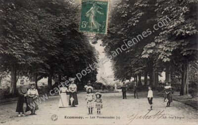 Carte postale ancienne Les Promenades — Écommoy (Sarthe)