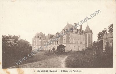 Carte postale ancienne Chateau de Penchien — Mansigné (Sarthe)