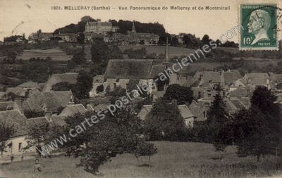 Carte postale ancienne Vue Panoramique de Melleray et de Montmirail — Melleray (Sarthe)
