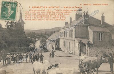 Carte postale ancienne Mairie et Écoles — Chissey-en-Morvan (Saône-et-Loire)