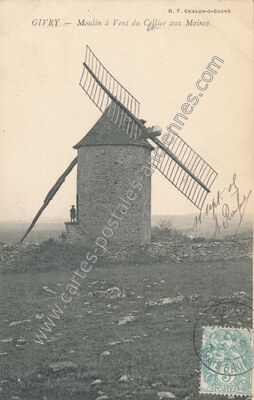 Carte postale ancienne Moulin à Vent du Cellier aux Moines — Givry (Saône-et-Loire)