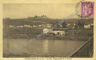 Carte postale ancienne Le bas d'Iguerande et le Bourg — Iguerande (Saône-et-Loire)