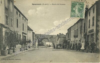 Carte postale ancienne Route de Roanne — Iguerande (Saône-et-Loire)
