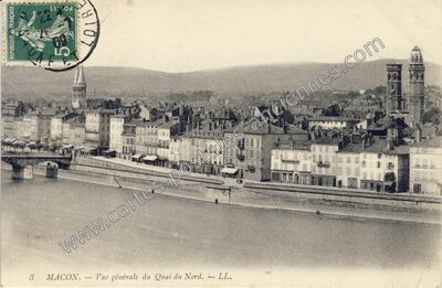 Carte postale ancienne Vue générale du Quai du Nord — Mâcon (Saône-et-Loire)