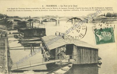 Carte postale ancienne Le Port et le Quai — Tournus (Saône-et-Loire)