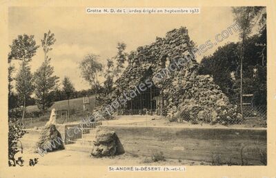 Carte postale ancienne Grotte N. D. de Lourdes érigée — Saint-André-le-Désert (Saône-et-Loire)