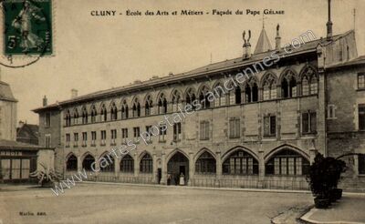 Carte postale ancienne École des Arts et Métiers - Façade du Pape GÉLASE — Cluny (Saône-et-Loire)