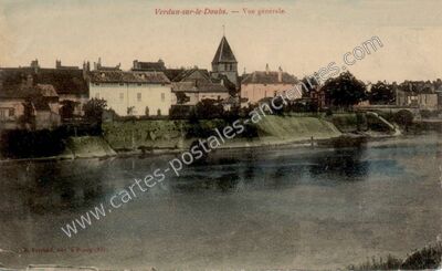 Carte postale ancienne Vue générale — Verdun sur le Doubs (Saône-et-Loire)