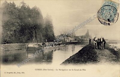 Carte postale ancienne La Navigation sur le Canal de l'Est — Corre (Haute-Saône)