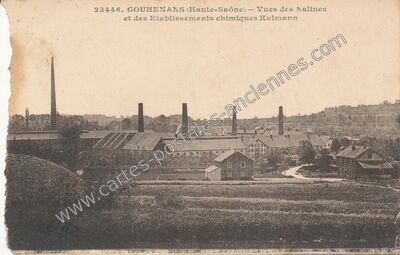 Carte postale ancienne Vues des Salines et des Etablissements chimiques Kulmann — Gouhenans (Haute-Saône)