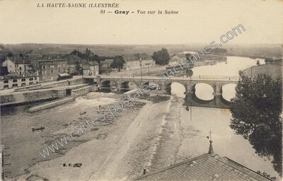 Carte postale ancienne Vue sur la Saône — Gray (Haute-Saône)