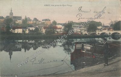 Carte postale ancienne Vue prise du Quai Vergy — Gray (Haute-Saône)