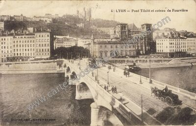 Carte postale ancienne Pont Tilsitt et coteau de Fourvière — Lyon (Rhône)