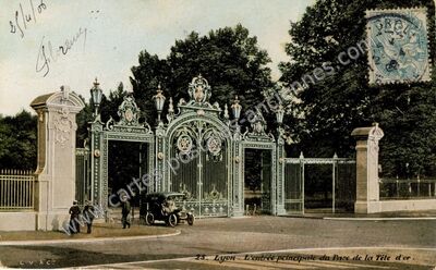 Carte postale ancienne L'entrée principale du Parc de la Tête d'or — Lyon (Rhône)