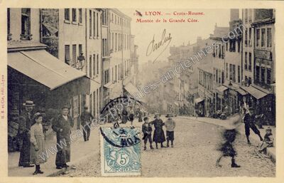 Carte postale ancienne Montée de la Grande Côte — Lyon (Rhône)