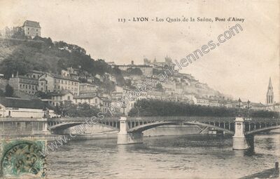 Carte postale ancienne Les Quais de la Saône, Pont d'Ainay — Lyon (Rhône)