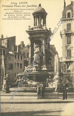 Carte postale ancienne Fontaine Place des Jacobins — Lyon (Rhône)
