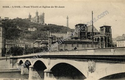 Carte postale ancienne Pont Tilsitt et Eglise de St-Jean — Lyon (Rhône)