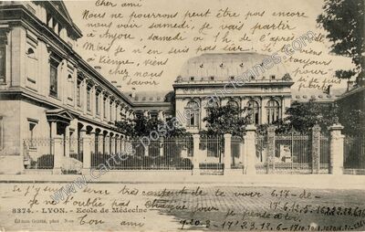 Carte postale ancienne Ecole de Médecine — Lyon (Rhône)