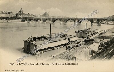Carte postale ancienne Quai du Rhône.- Pont de la Guillotière — Lyon (Rhône)