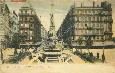 Carte postale ancienne La Statue de Carnot — Lyon (Rhône)