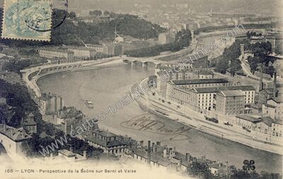 Carte postale ancienne Perspective de la Saône sur Serni et Vaise — Lyon (Rhône)