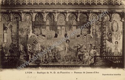 Carte postale ancienne Basilique de N.-D. de Fourvière — Panneau de Jeanne d'Arc — Lyon (Rhône)