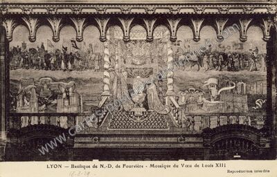 Carte postale ancienne Basilique de N.-D. de Fourvière - Mosaïque du Vœu de Louis XIII — Lyon (Rhône)