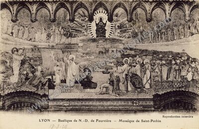 Carte postale ancienne Basilique de N.-D. de Fourvière — Mosaïque de Saint-Pothin — Lyon (Rhône)