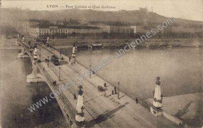 Carte postale ancienne Pont Galliéni et Quai Gailleton — Lyon (Rhône)