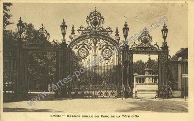 Carte postale ancienne Grande Grille du Parc de la Tête d'Or — Lyon (Rhône)