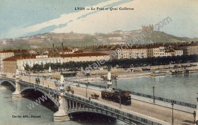 Carte postale ancienne Le Pont et Quai Gailleton — Lyon (Rhône)