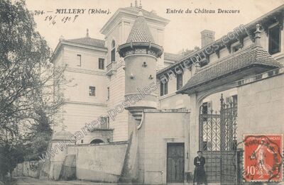 Carte postale ancienne Entrée du Château Descours — Millery (Rhône)