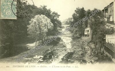 Carte postale ancienne L'Izeron vu du Pont — Oullins (Rhône)