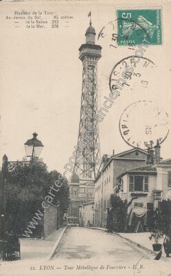 Carte postale ancienne Tour Métallique de Fourvière — Lyon (Rhône)