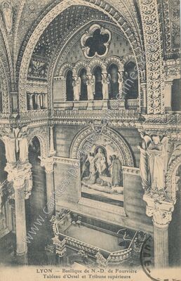 Carte postale ancienne Basilique de N.-D. de Fourvière, Tableau d'Orsel et Tribune supérieure — Lyon (Rhône)