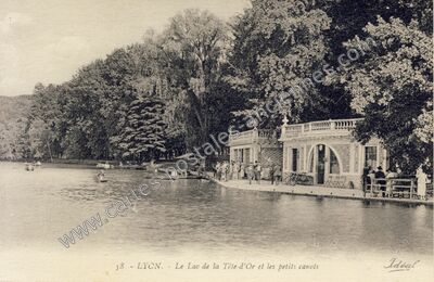 Carte postale ancienne Le Lac de la Tête-d'Or et les petits canots — Lyon (Rhône)