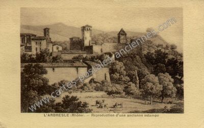Carte postale ancienne Reproduction d'une ancienne estampe — L'Arbresle (Rhône)