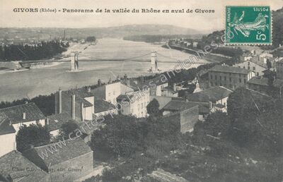 Carte postale ancienne Panorama de la vallée du Rhône en aval — Givors (Rhône)