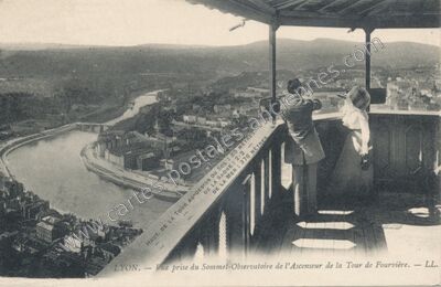 Carte postale ancienne Vue prise du Sommet-Observatoire de l'Ascenseur de la Tour de Fourvière — Lyon (Rhône)