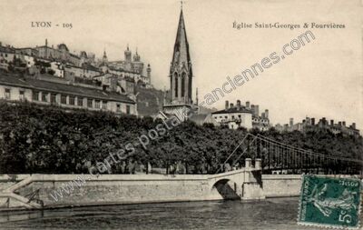 Carte postale ancienne Église Saint-Georges & Fourvières — Lyon (Rhône)