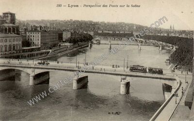 Carte postale ancienne Perspective des Ponts sur la Saône — Lyon (Rhône)